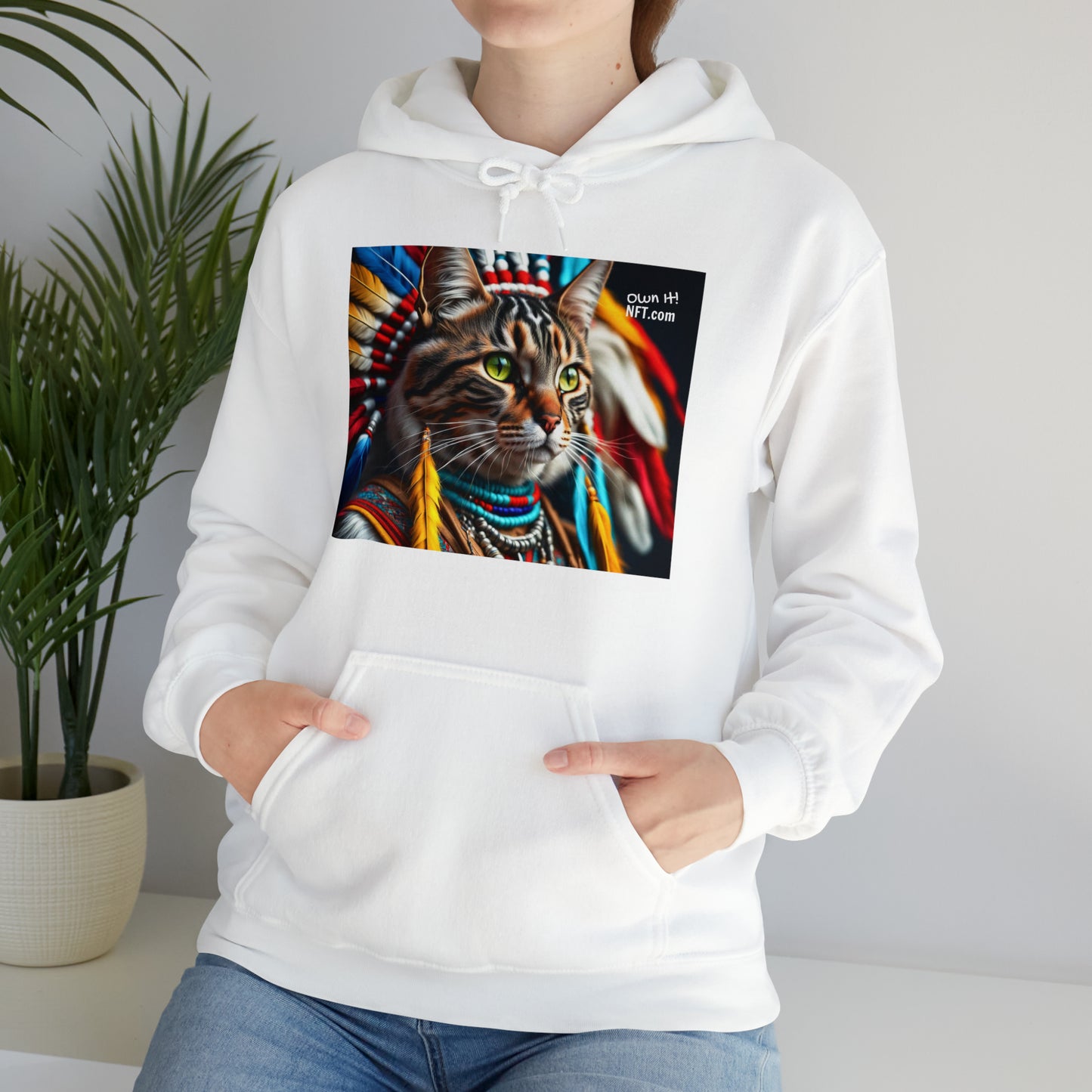 The American Indian Chief Cat Profession NFT Art Unisex Heavy Blend™ Hooded Sweatshirt