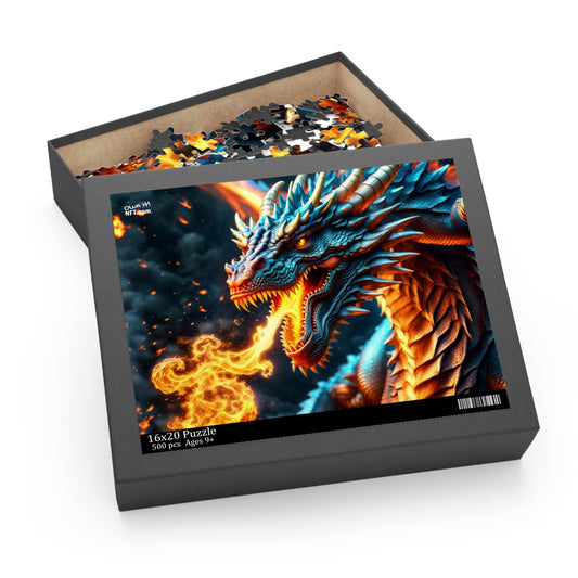 Fan Inspired Fire-Breathing Dragon NFT Art Collection Puzzle (120, 252, 500-Piece)