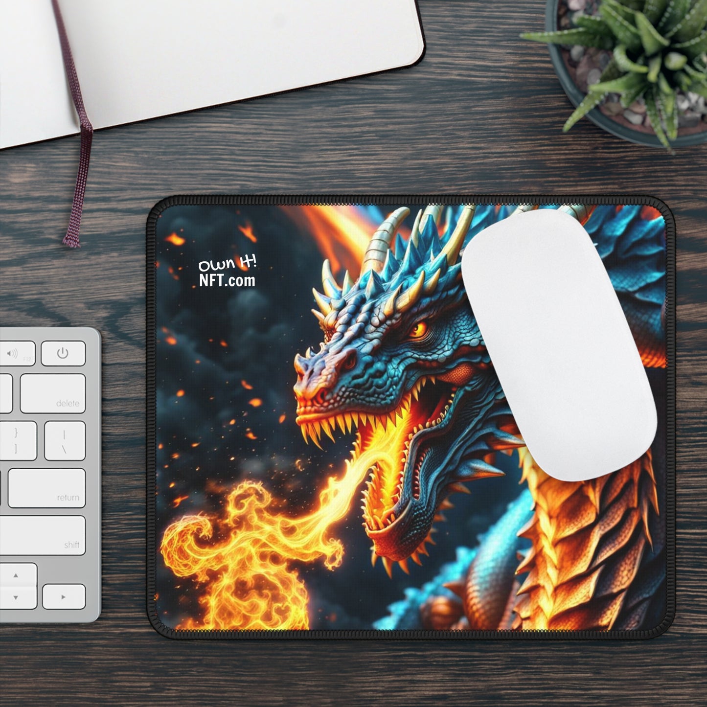 Fan Inspired Fire-Breathing Dragon NFT Art Gaming Mouse Pad