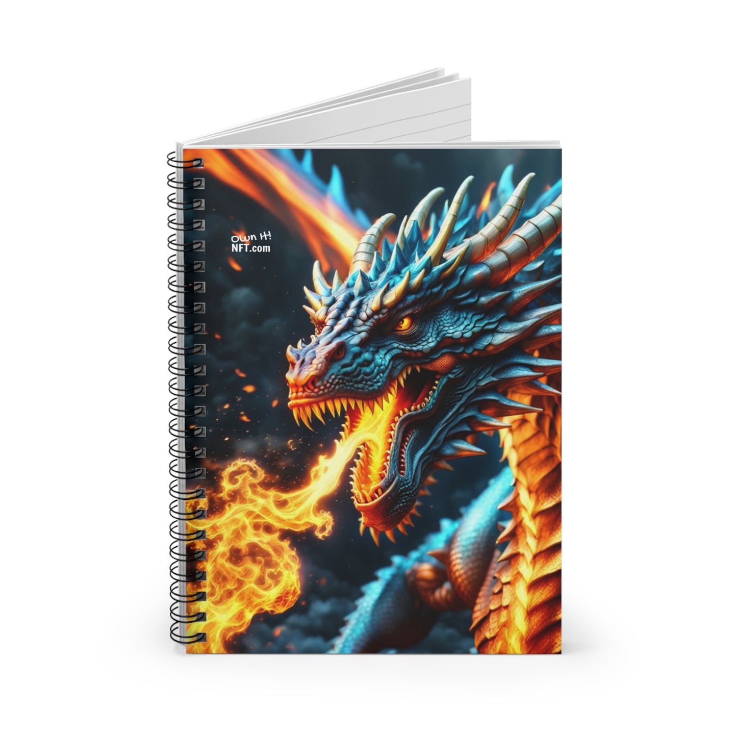 Fan Inspired Fire-Breathing Dragon NFT Art Spiral Notebook - Ruled Line