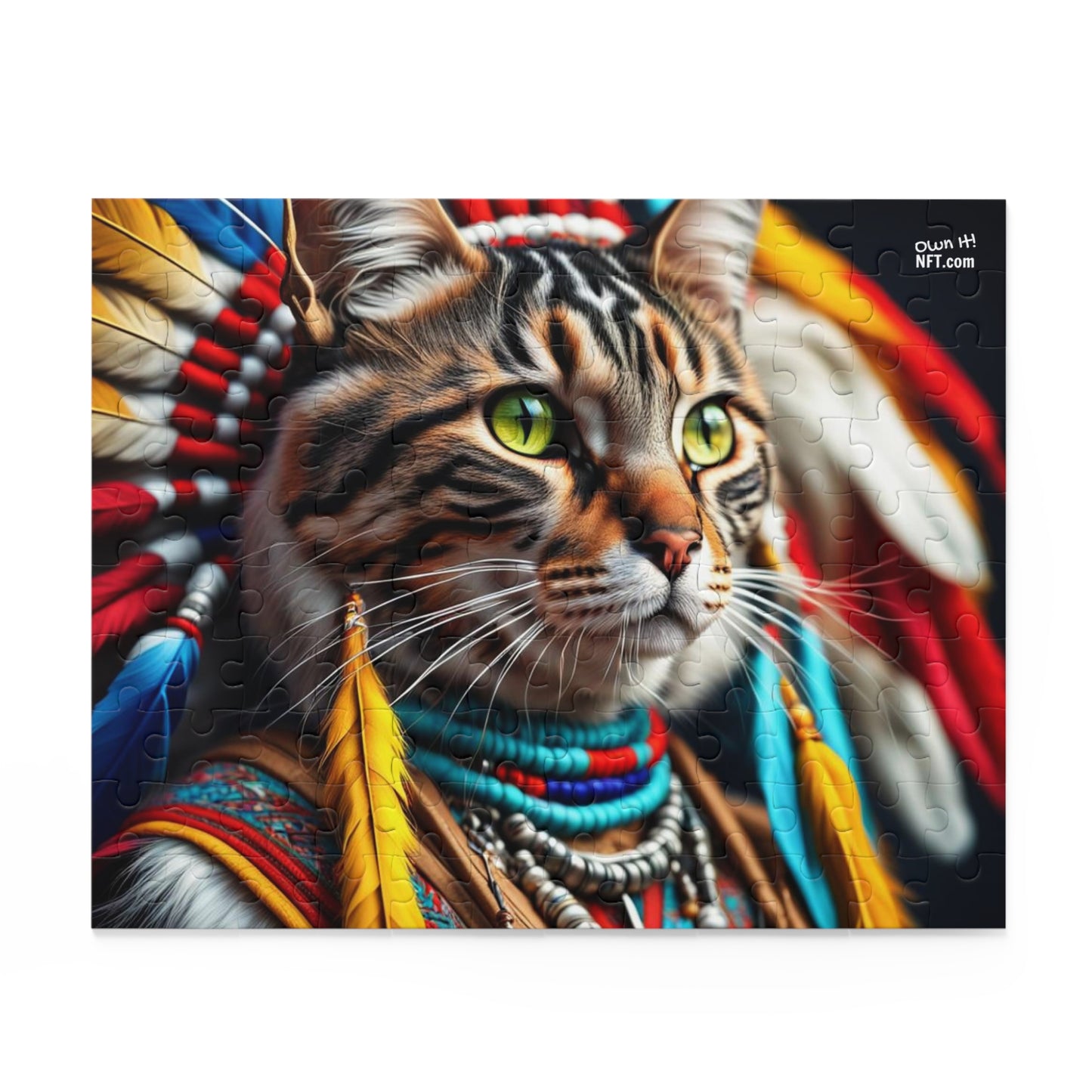 American Indian Chief Cat Profession NFT Art Collection Puzzle (120, 252, 500-Piece)