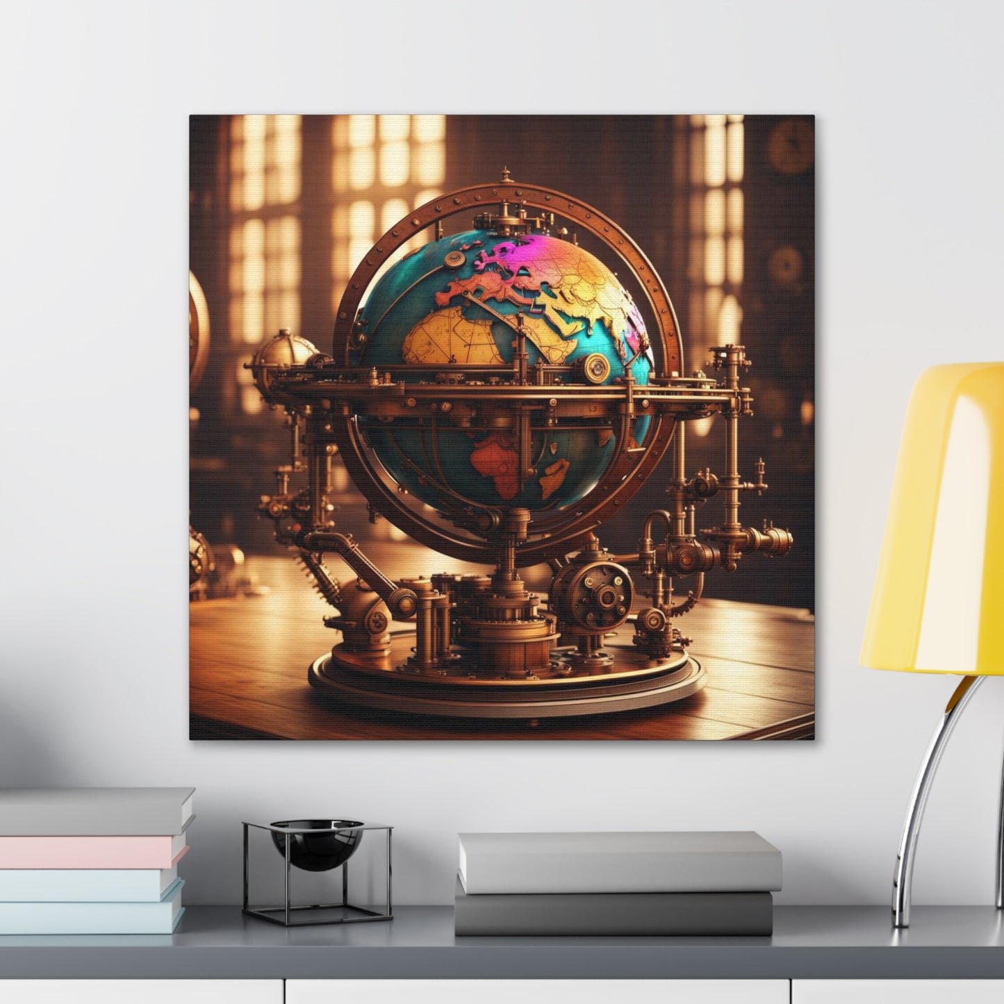 Steampunk World Globe NFT Art Canvas Gallery Wraps