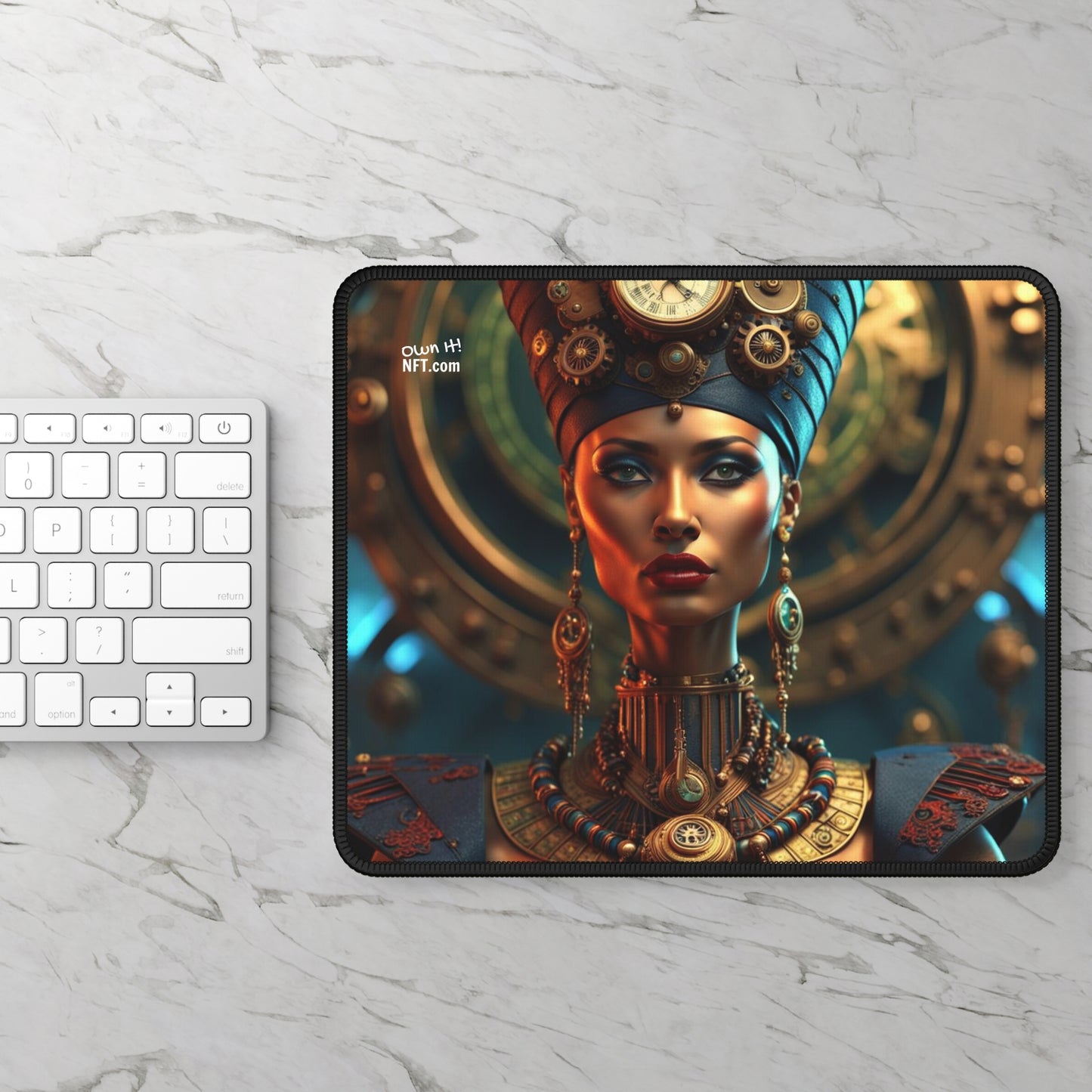 Steampunk Egyptian Queen Nefertiti NFT Art Gaming Mouse Pad