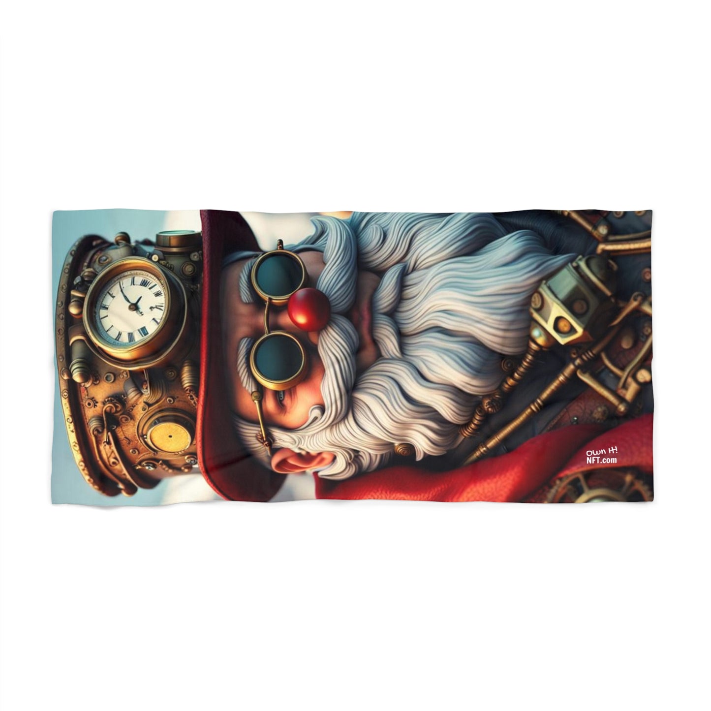 Steampunk Santa Claus NFT Art Beach Towel