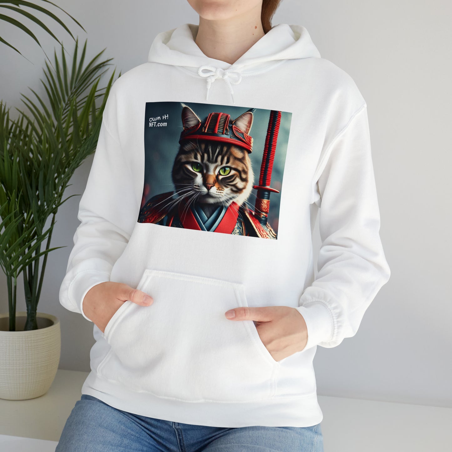 The Samurai Cat Profession NFT Art Unisex Heavy Blend™ Hooded Sweatshirt