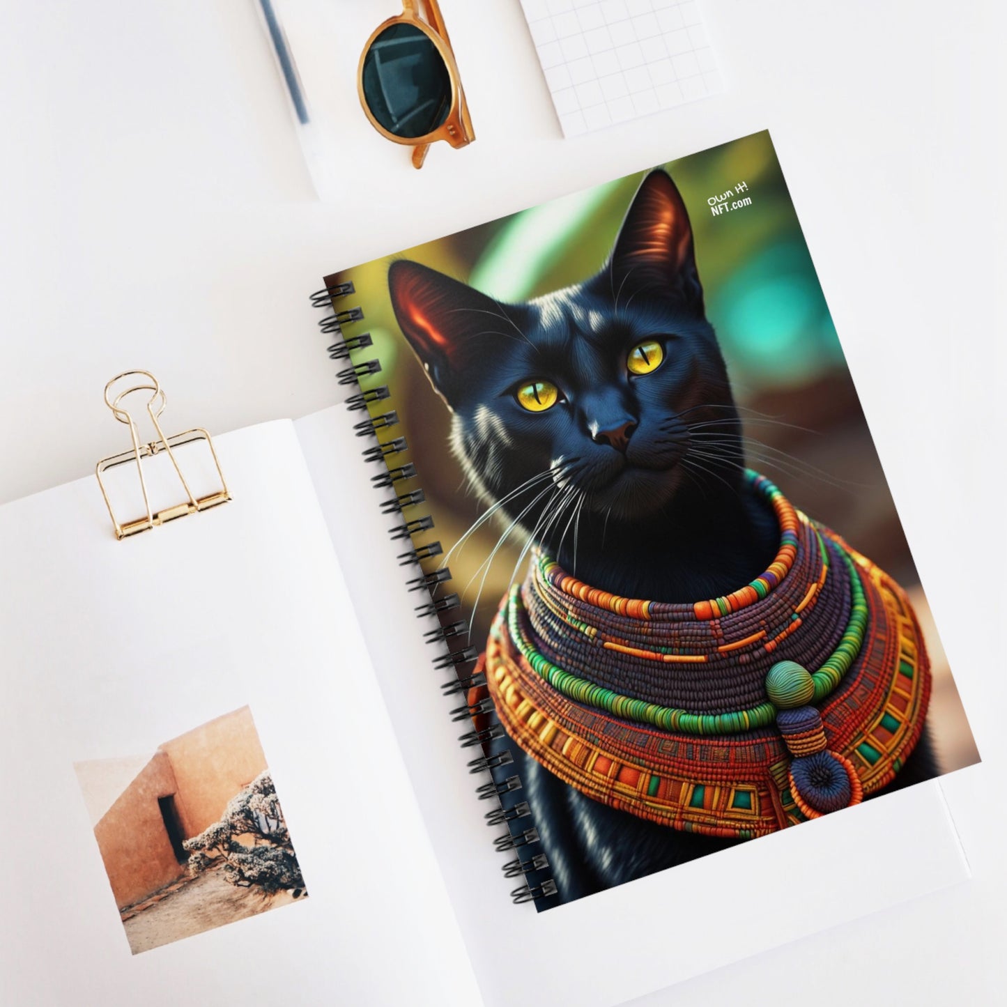 The African Chief Cat Profession NFT Art Spiral Notebook - Ruled Line