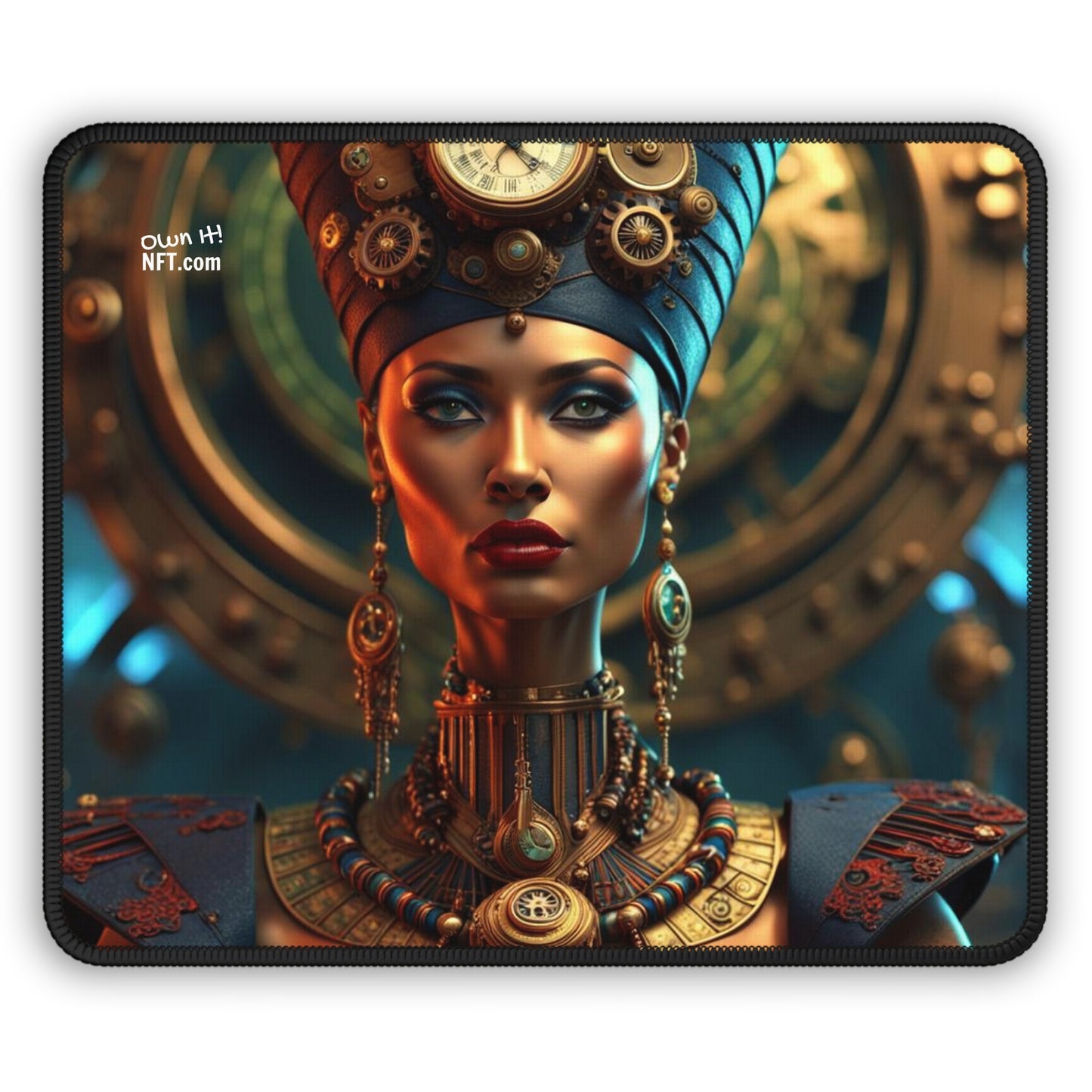 Steampunk Egyptian Queen Nefertiti NFT Art Gaming Mouse Pad