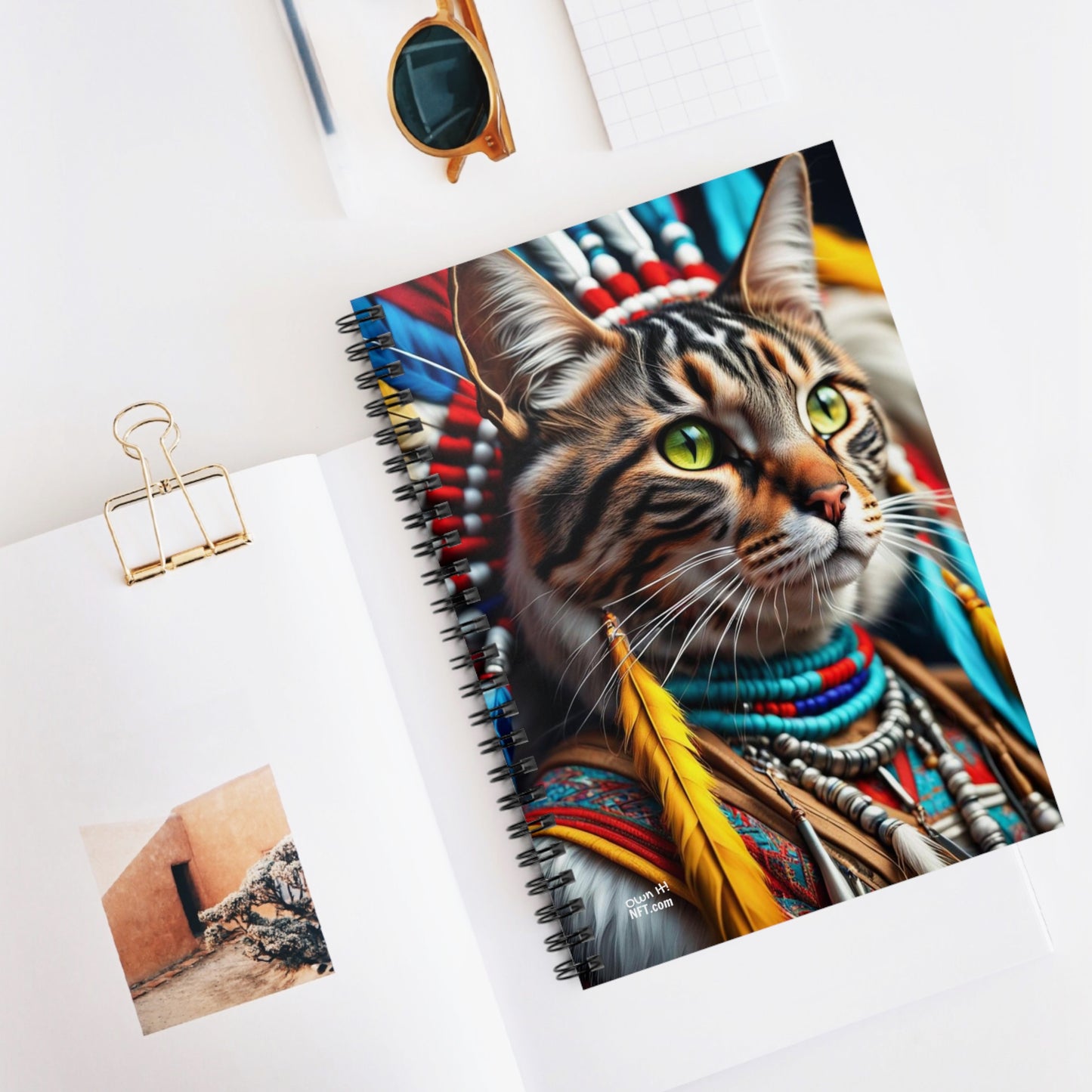 The American Indian Chief Cat Profession NFT Art Spiral Notebook - Ruled Line