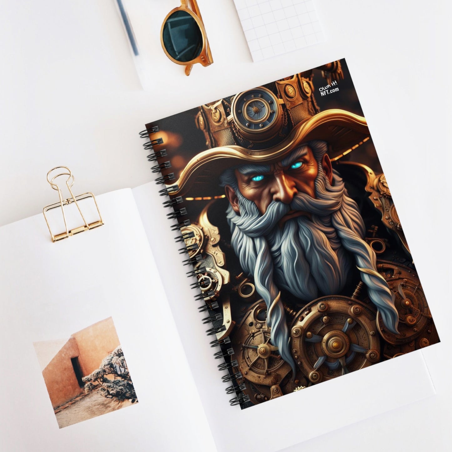 Steampunk Norse God Odin NFT Art Spiral Notebook - Ruled Line