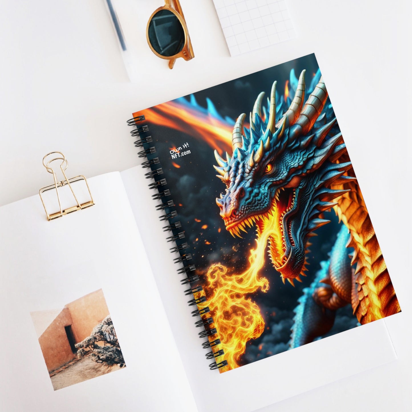 Fan Inspired Fire-Breathing Dragon NFT Art Spiral Notebook - Ruled Line