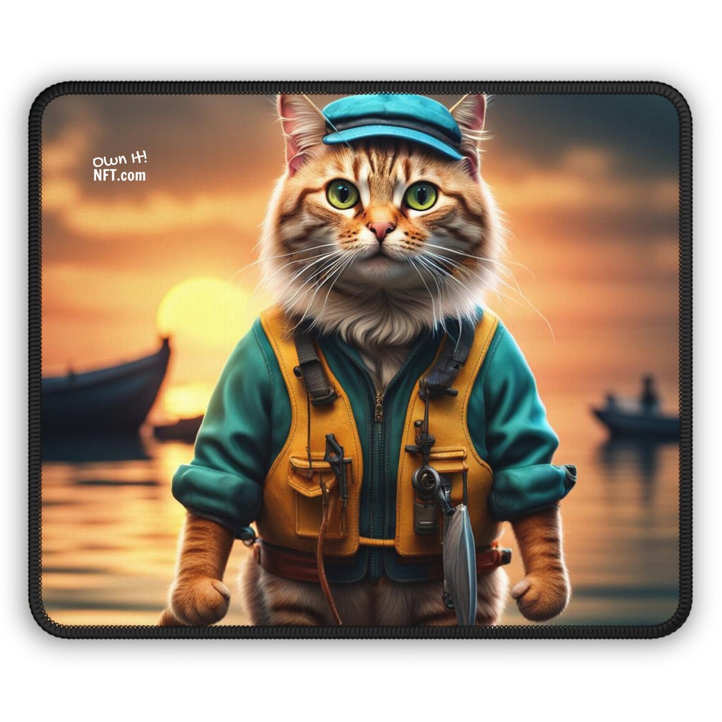 The Fisherman Cat Profession NFT Art Gaming Mouse Pad