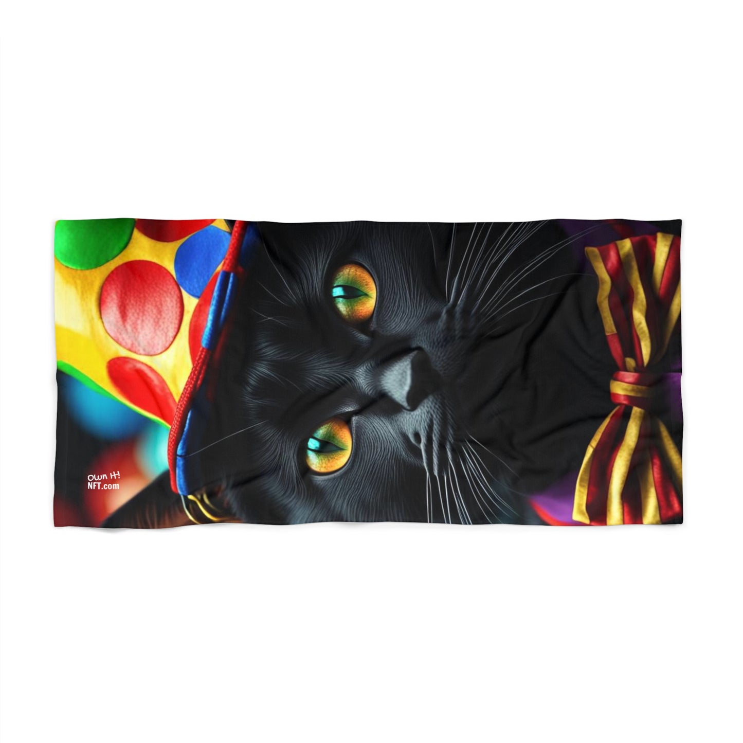 The Circus Clown Cat Profession NFT Art Beach Towel