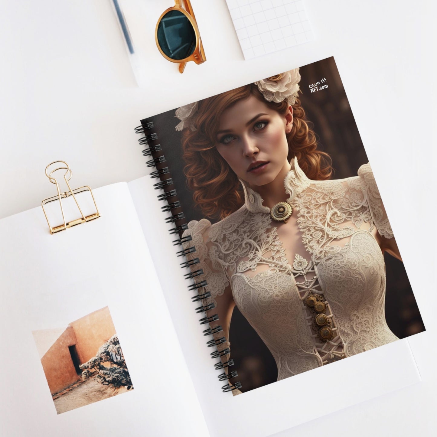 Steampunk Wedding Dress NFT Art Spiral Notebook - Ruled Line