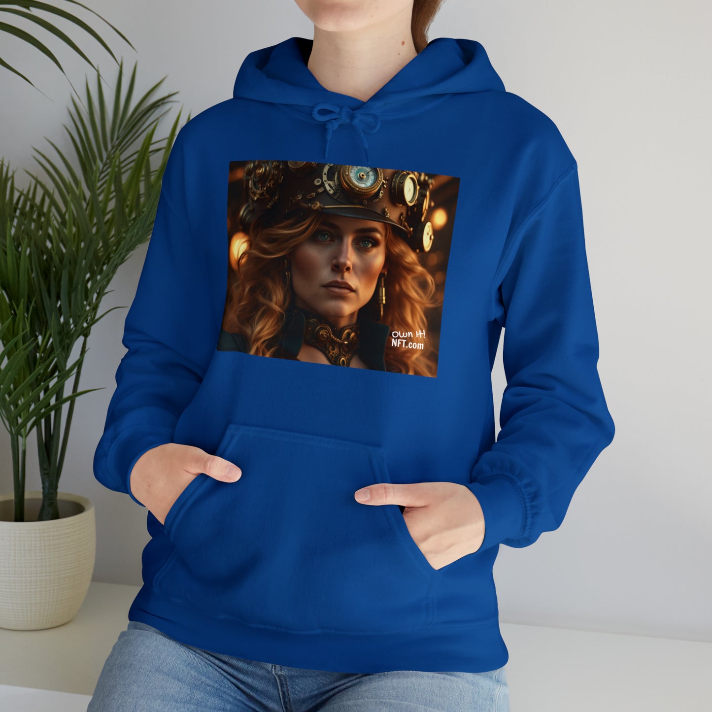 Steampunk Norse Goddess Freyja NFT Art Unisex Heavy Blend™ Hooded Sweatshirt