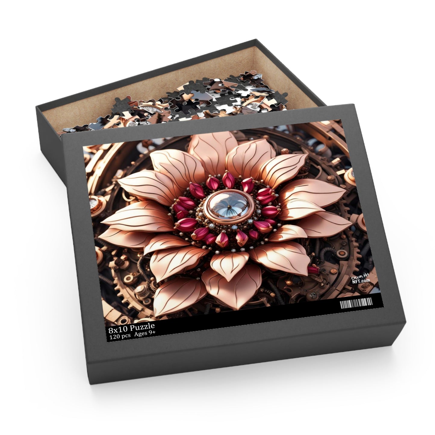 Steampunk Dahlia Flower NFT Art Collection Puzzle (120, 252, 500-Piece)