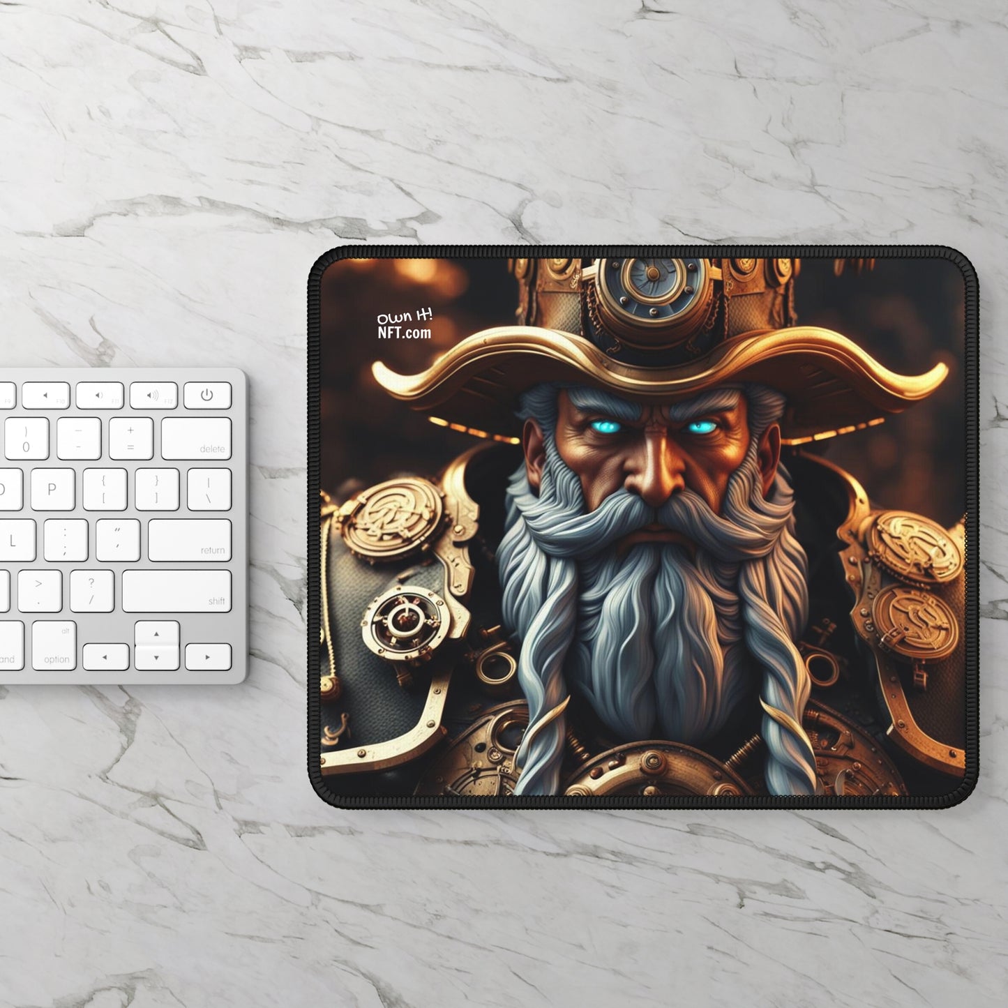 Steampunk Norse God Odin NFT Art Gaming Mouse Pad