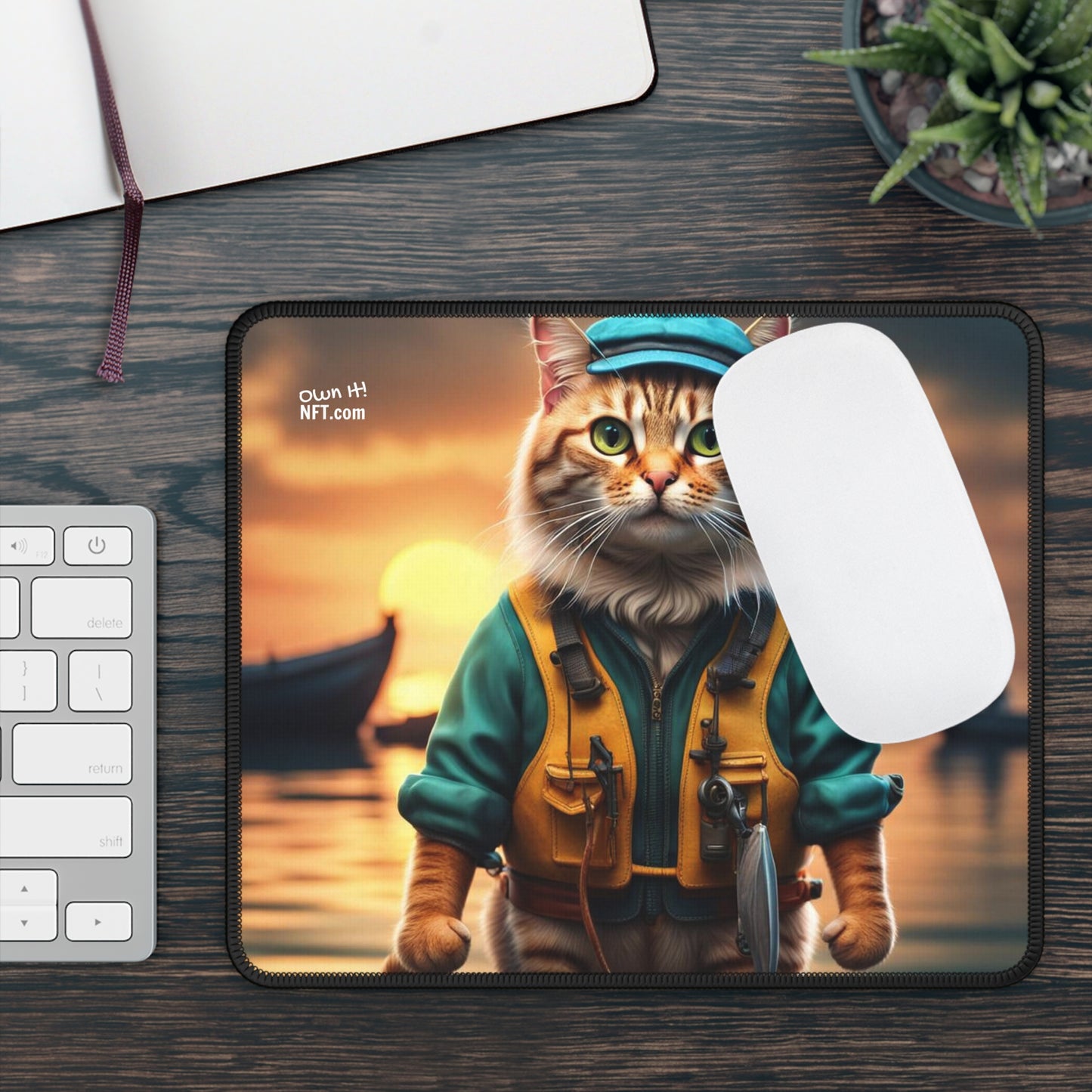 The Fisherman Cat Profession NFT Art Gaming Mouse Pad