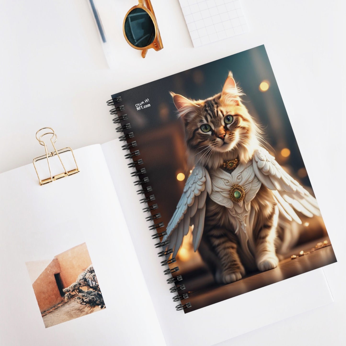 The Angel of Nine Lives Cat Profession NFT Art Spiral Notebook - Ruled Line