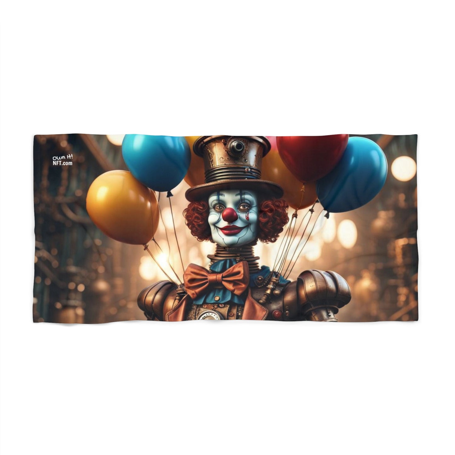 Steampunk Circus Clown NFT Art Beach Towel