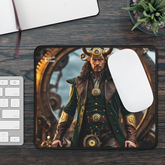 Steampunk Norse God Loki NFT Art Gaming Mouse Pad