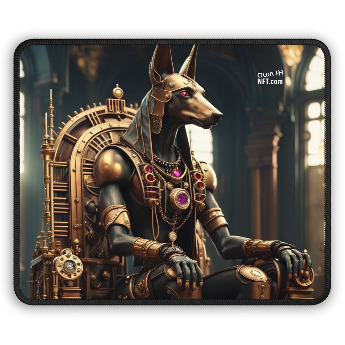 Steampunk Egyptian God Anubis NFT Art Gaming Mouse Pad