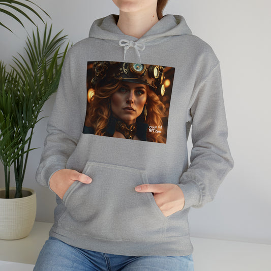 Steampunk Norse Goddess Freyja NFT Art Unisex Heavy Blend™ Hooded Sweatshirt