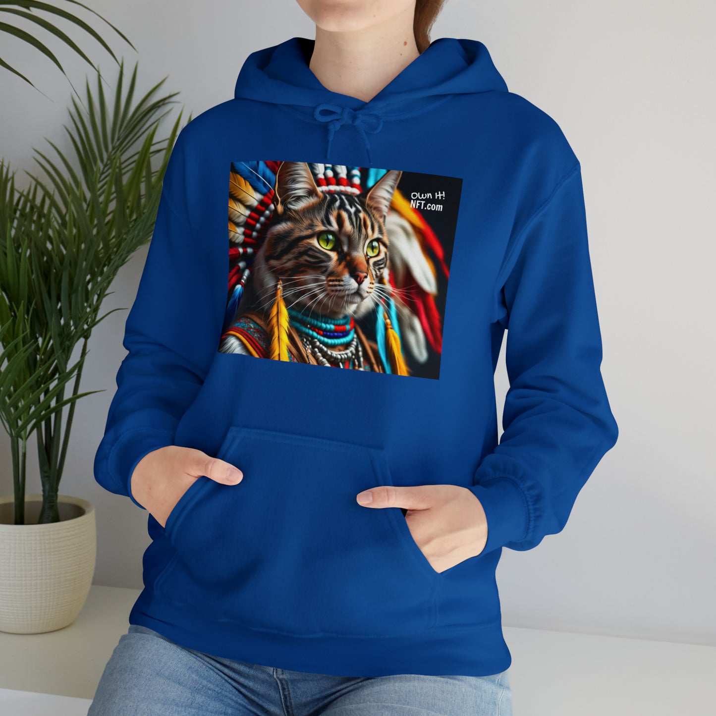 The American Indian Chief Cat Profession NFT Art Unisex Heavy Blend™ Hooded Sweatshirt