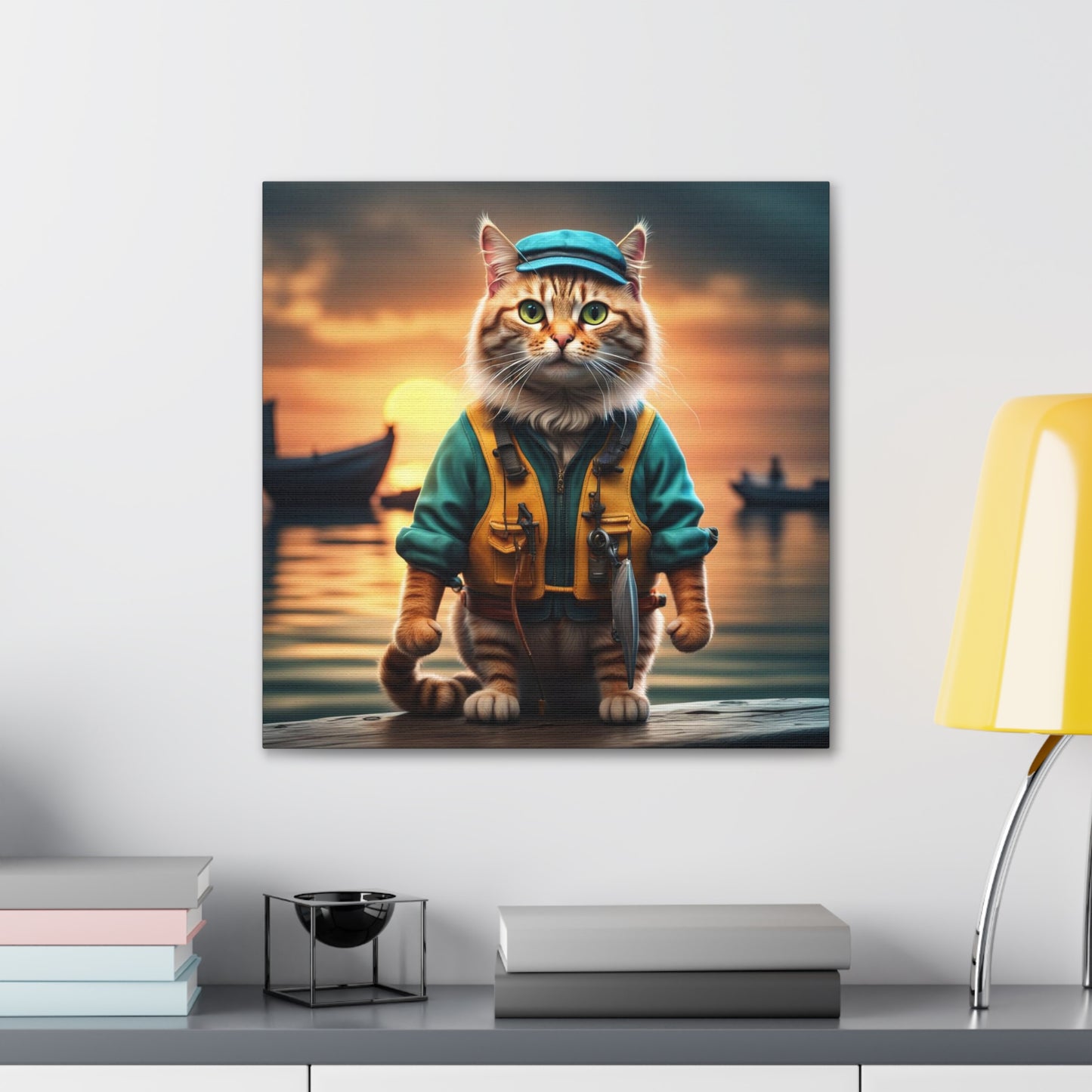 The Fisherman Cat Profession NFT Art Canvas Gallery Wraps