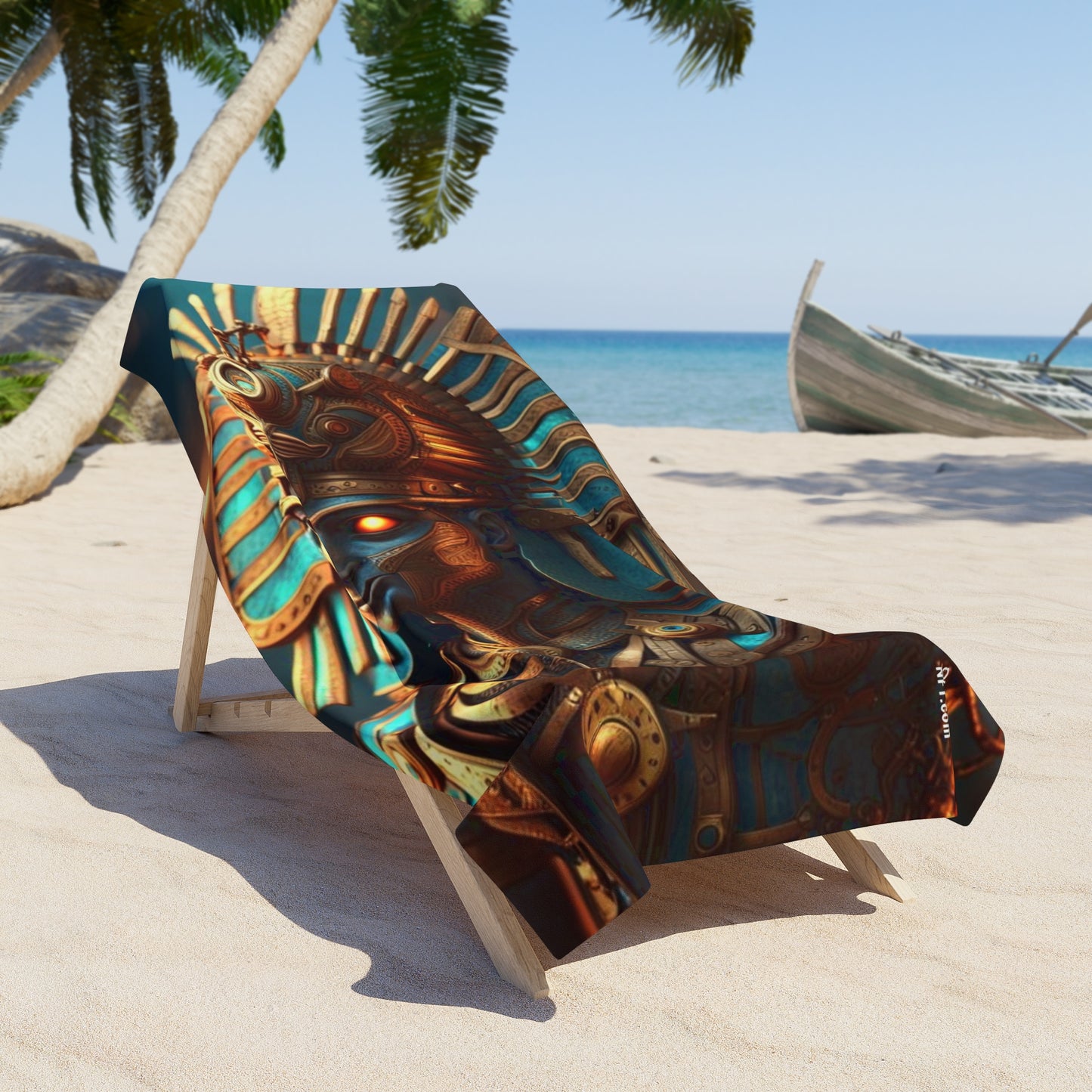 Steampunk Egyptian God Horus NFT Art Beach Towel