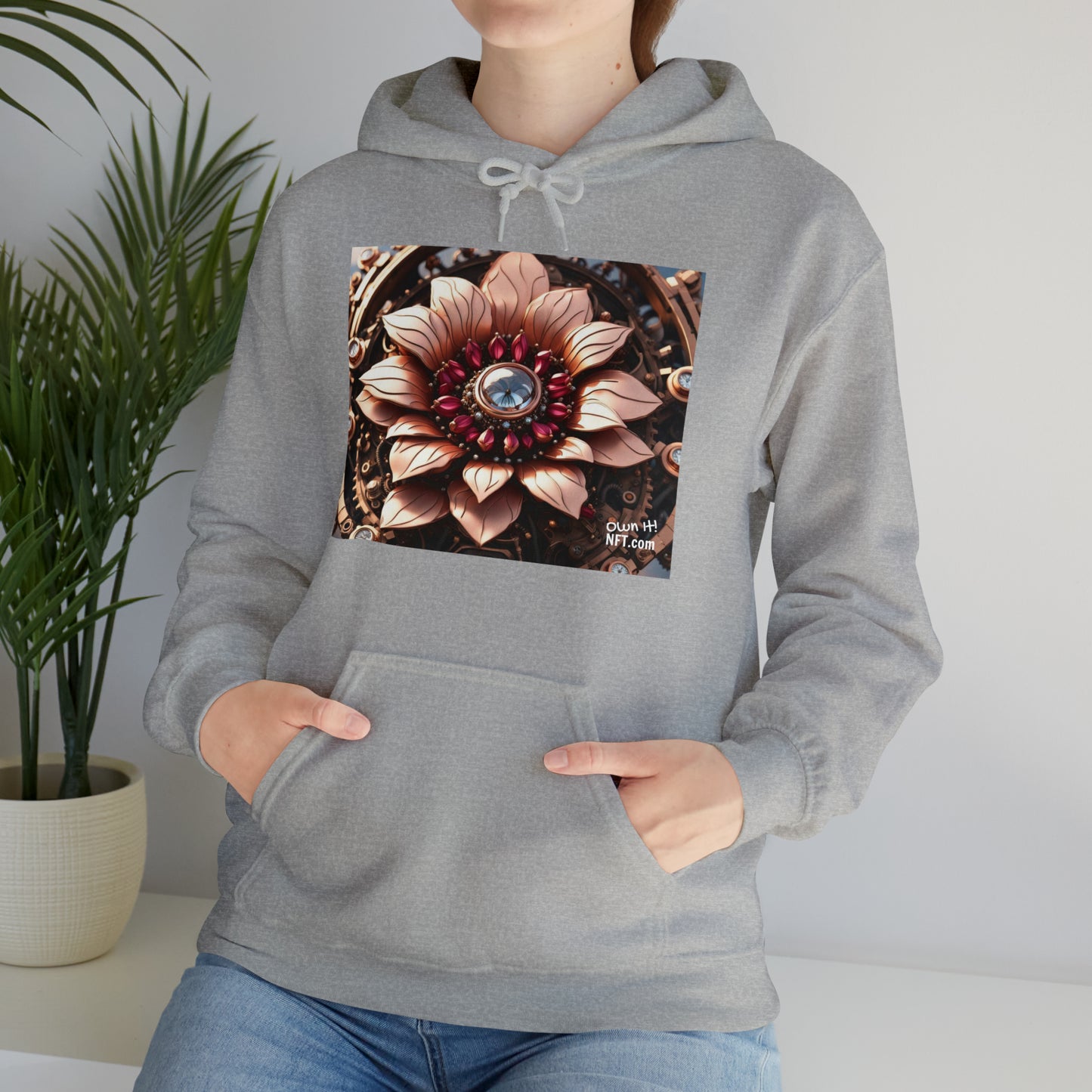 Steampunk Dahlia Flower NFT Art Unisex Heavy Blend™ Hooded Sweatshirt