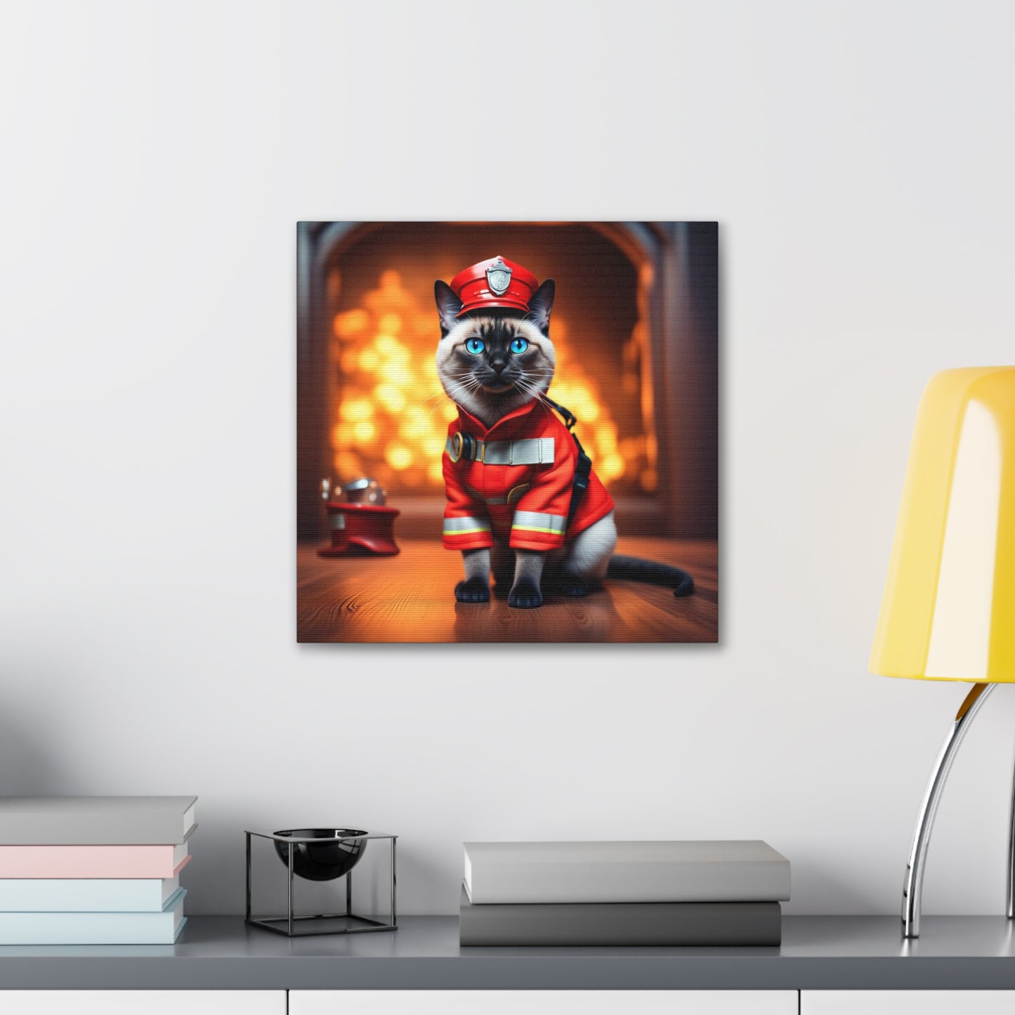 The Fireman Cat Profession NFT Art Canvas Gallery Wraps