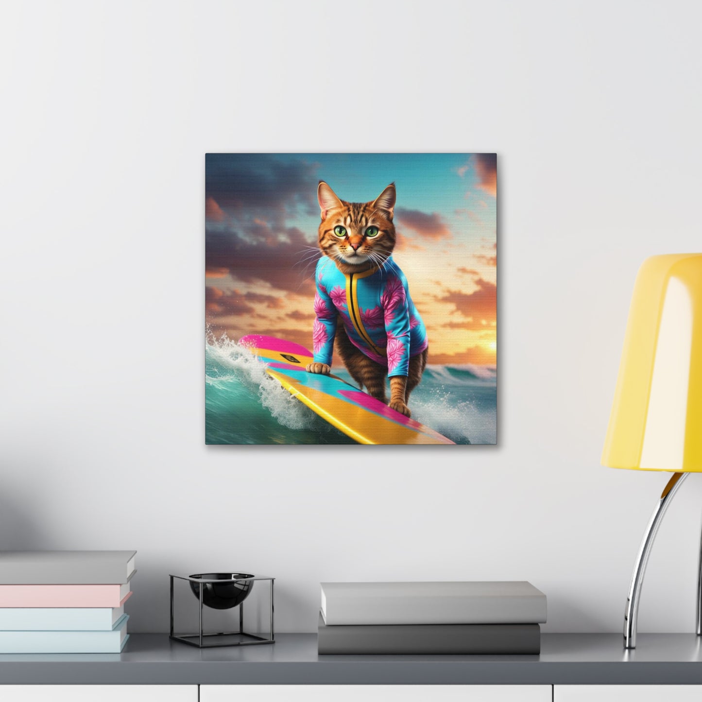 The Surf Instructor Cat Profession NFT Art Canvas Gallery Wraps