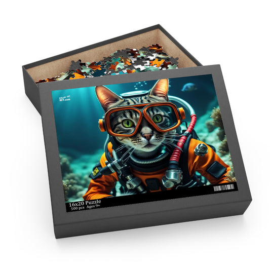 Scuba Diver Cat Profession NFT Art Collection Puzzle (120, 252, 500-Piece)