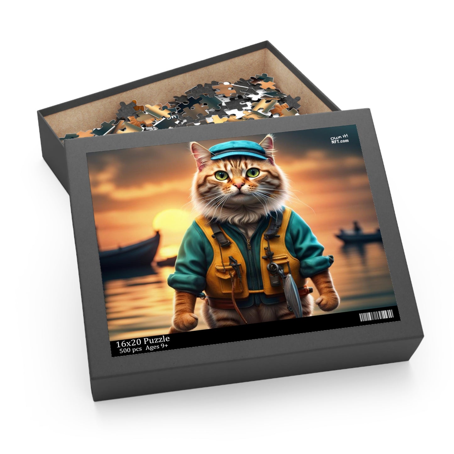 Fisherman Cat Profession NFT Art Collection Puzzle (120, 252, 500-Piece)