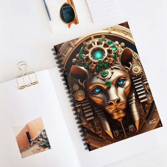 Steampunk Lioness NFT Art Spiral Notebook - Ruled Line