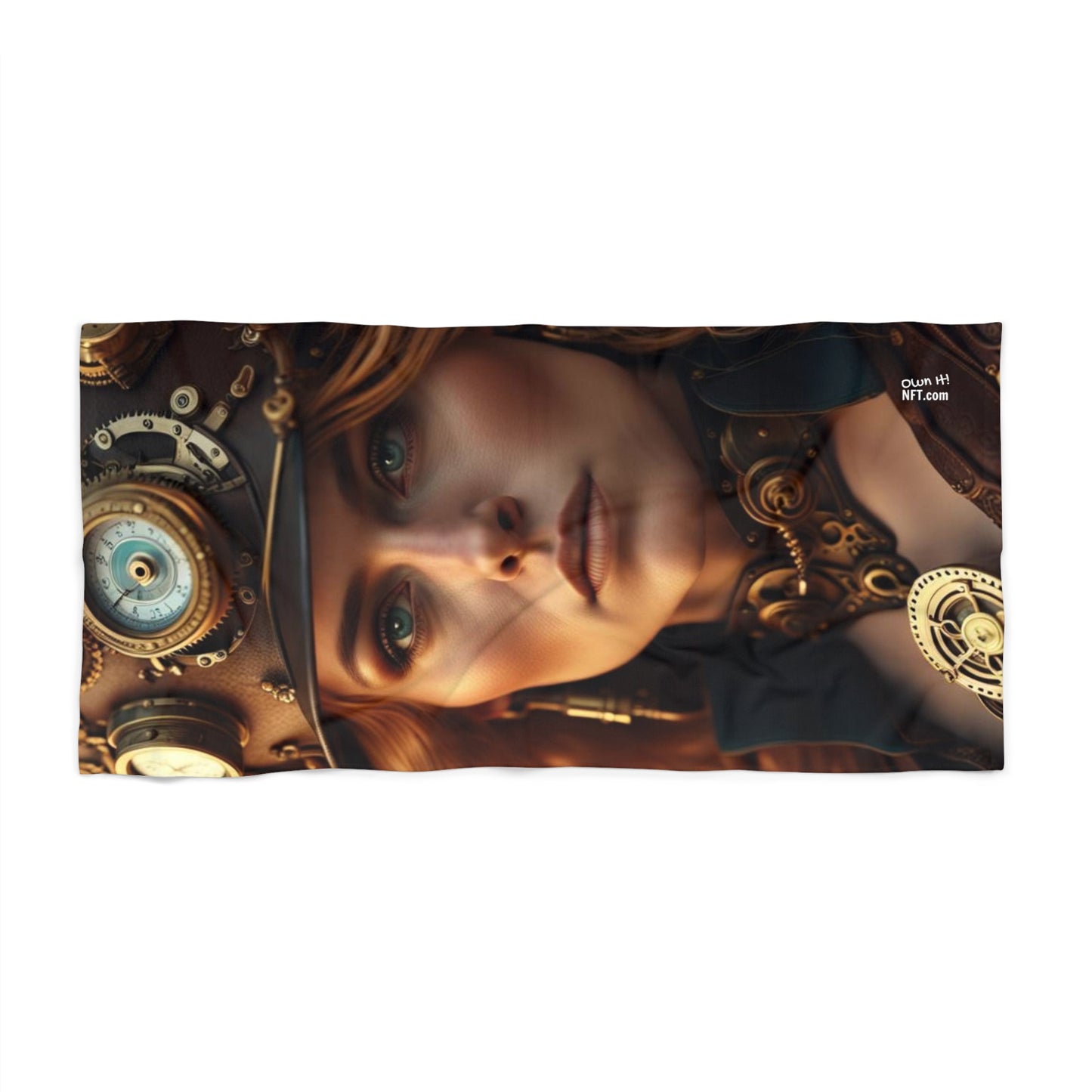 Steampunk Norse Goddess Freyja NFT Art Beach Towel