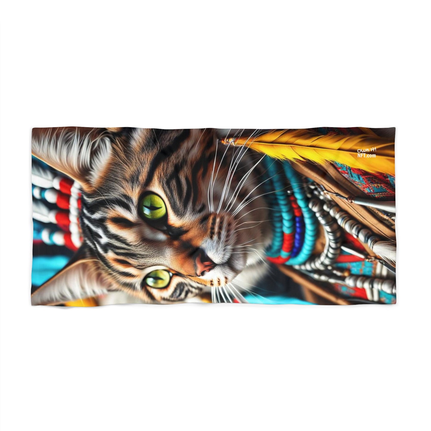 The American Indian Chief Cat Profession NFT Art Beach Towel