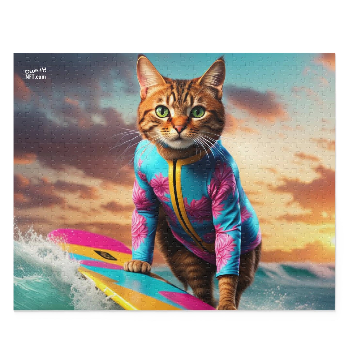 Surf Instructor Cat Profession NFT Art Collection Puzzle (120, 252, 500-Piece)