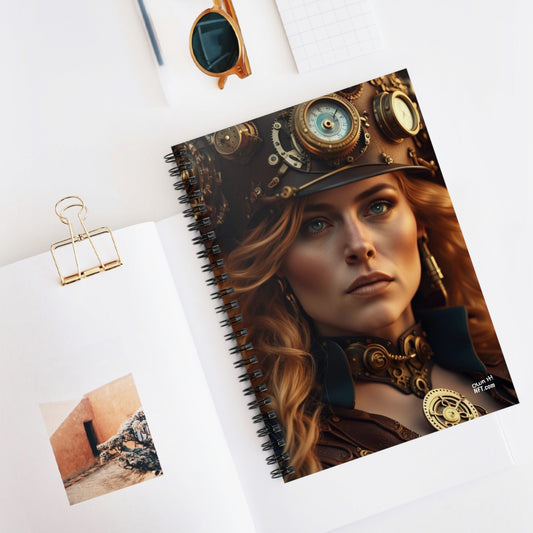 Steampunk Norse Goddess Freyja NFT Art Spiral Notebook - Ruled Line