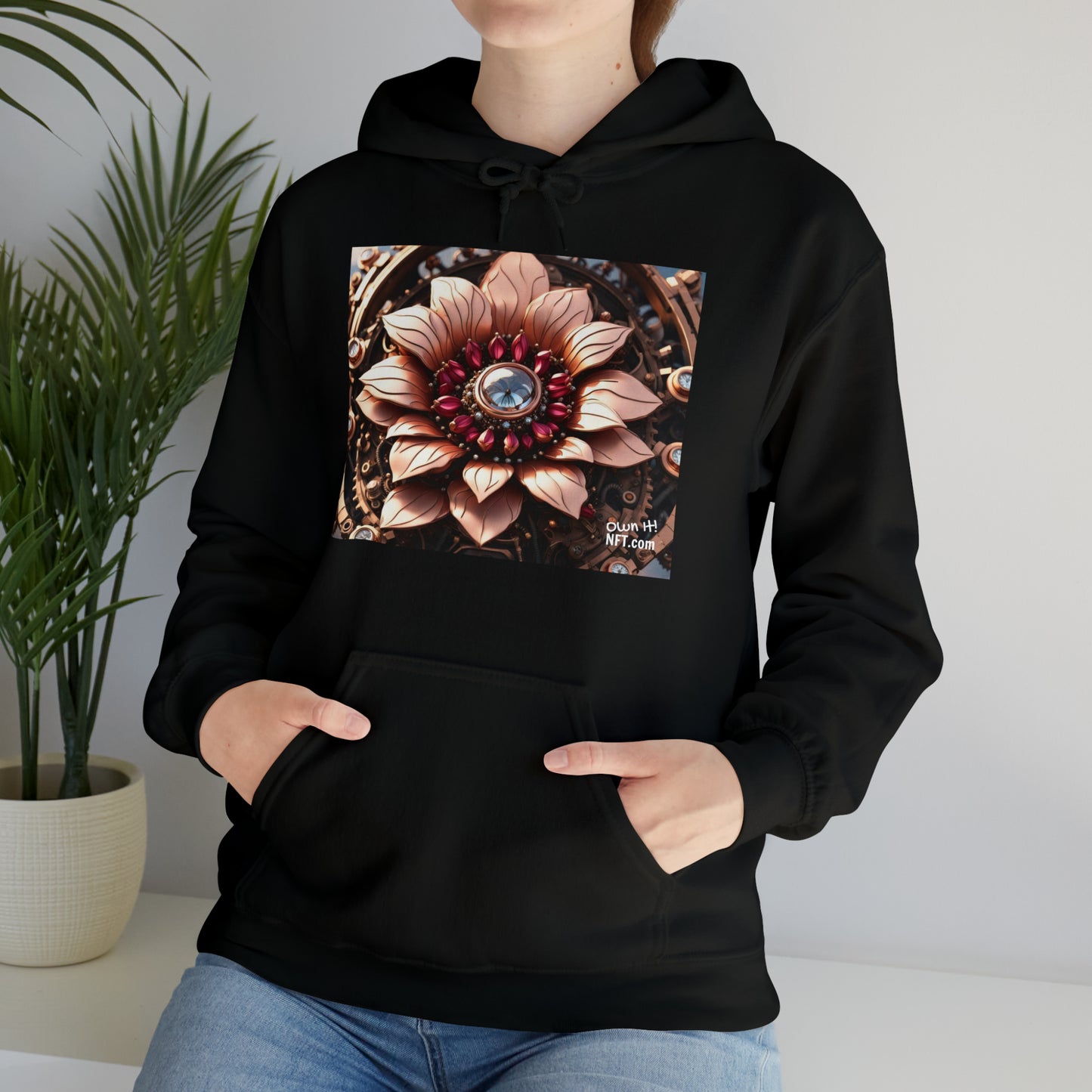 Steampunk Dahlia Flower NFT Art Unisex Heavy Blend™ Hooded Sweatshirt