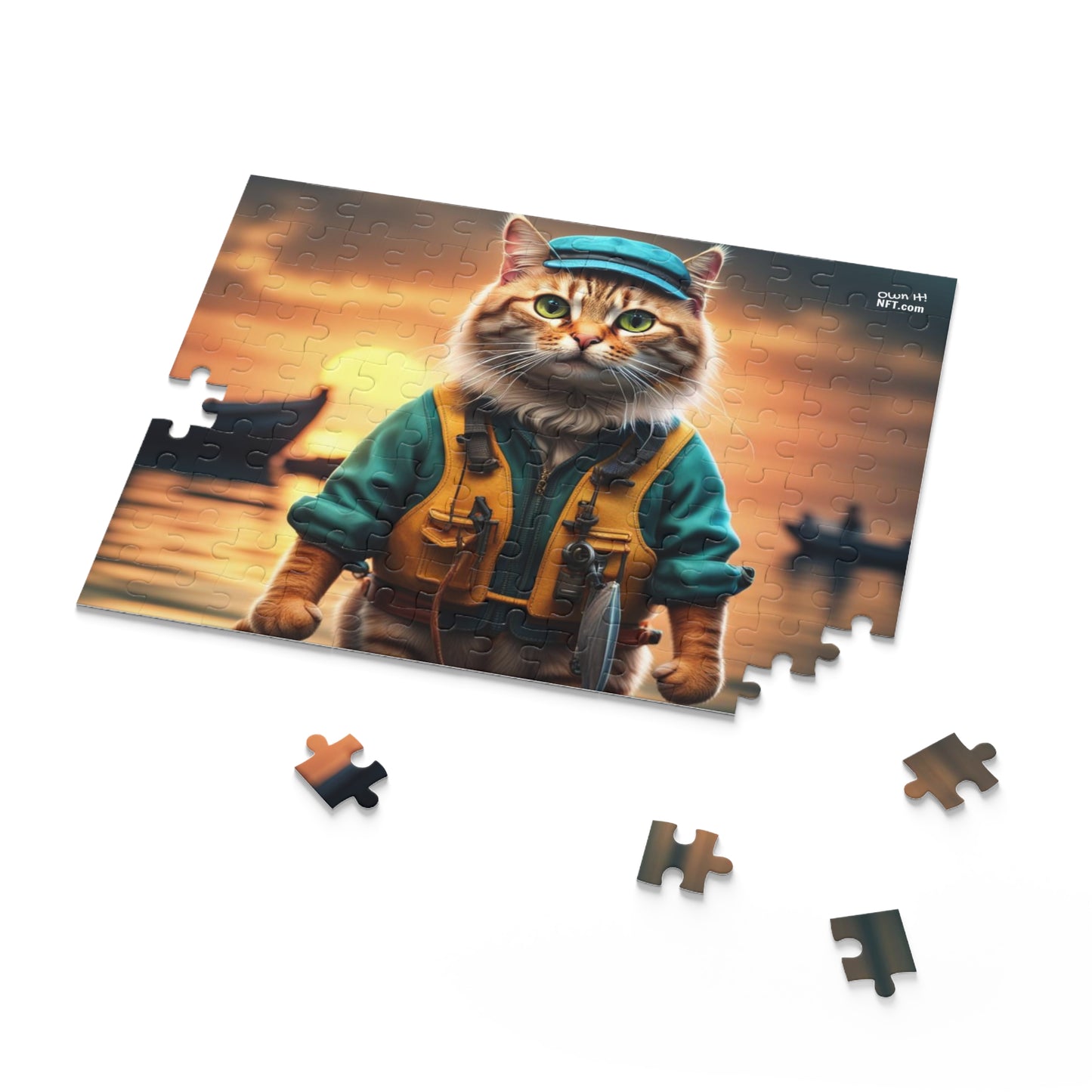 Fisherman Cat Profession NFT Art Collection Puzzle (120, 252, 500-Piece)