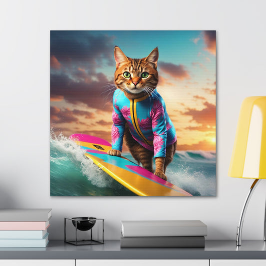 The Surf Instructor Cat Profession NFT Art Canvas Gallery Wraps