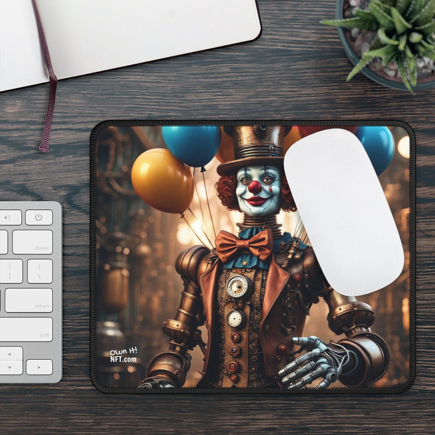 Steampunk Circus Clown NFT Art Gaming Mouse Pad