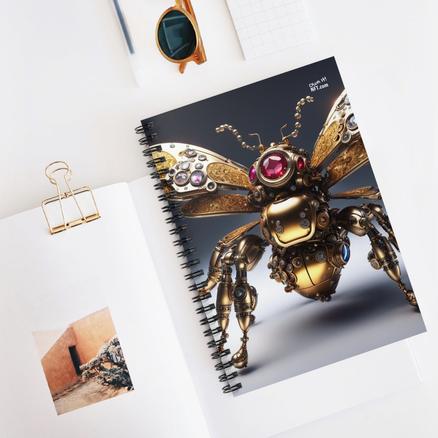 Steampunk Bumblebee NFT Art Spiral Notebook - Ruled Line