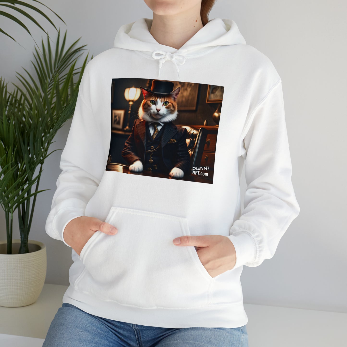 The Mafia Boss Cat Profession NFT Art Unisex Heavy Blend™ Hooded Sweatshirt