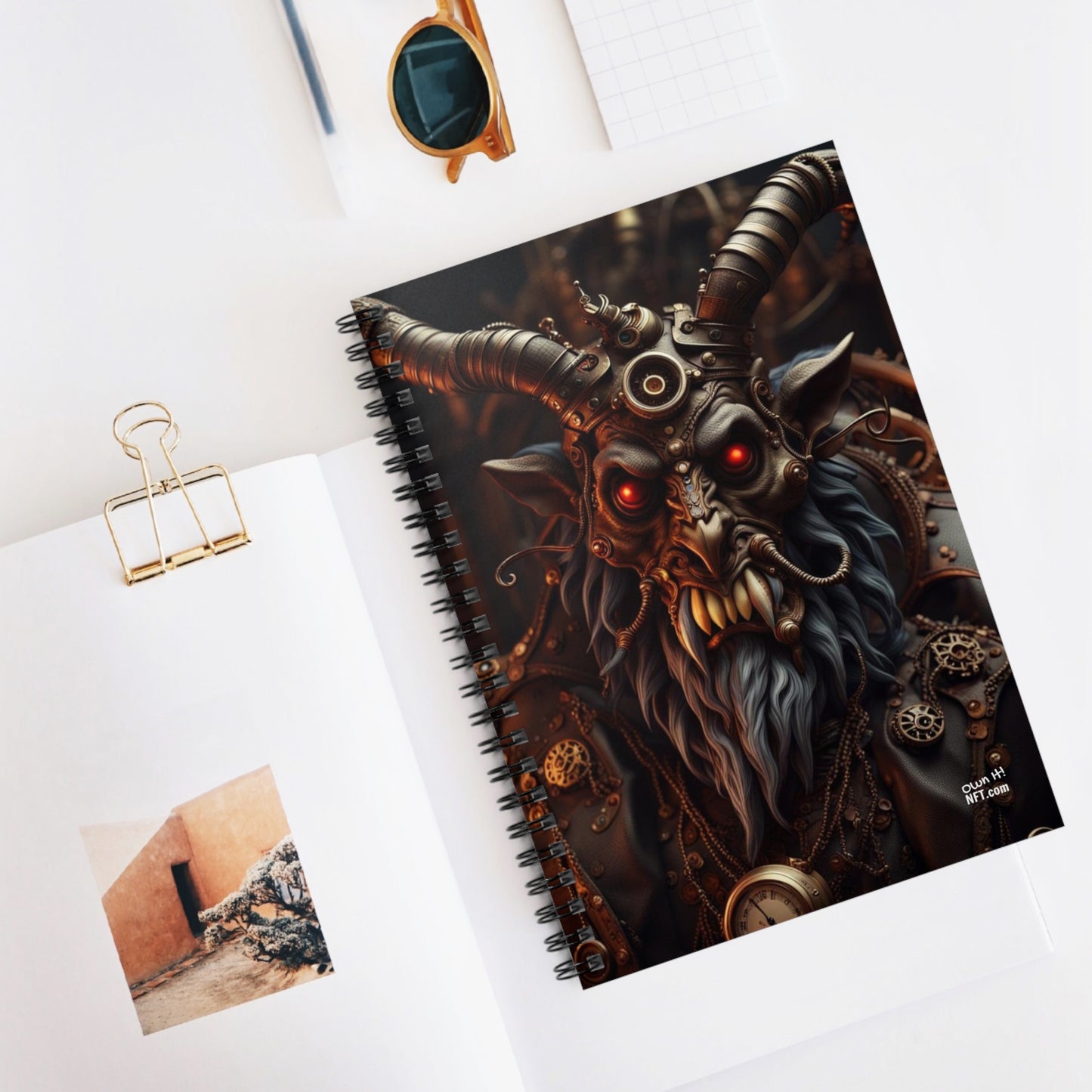 Steampunk Krampus NFT Art Spiral Notebook - Ruled Line