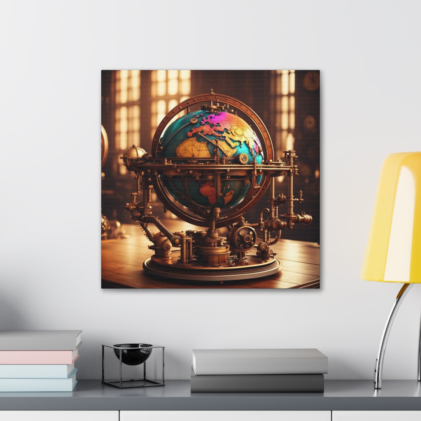 Steampunk World Globe NFT Art Canvas Gallery Wraps