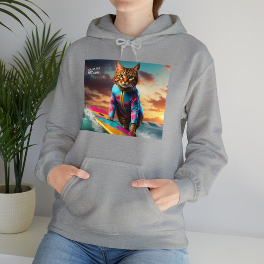 The Surf Instructor Cat Profession NFT Art Unisex Heavy Blend™ Hooded Sweatshirt