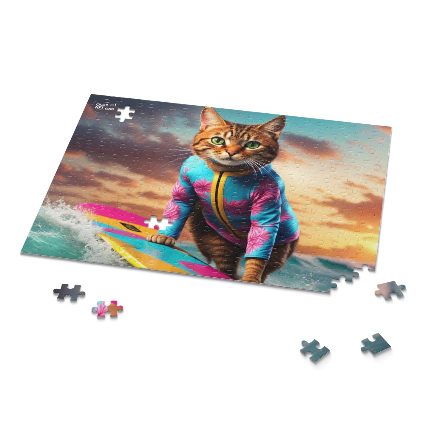 Surf Instructor Cat Profession NFT Art Collection Puzzle (120, 252, 500-Piece)