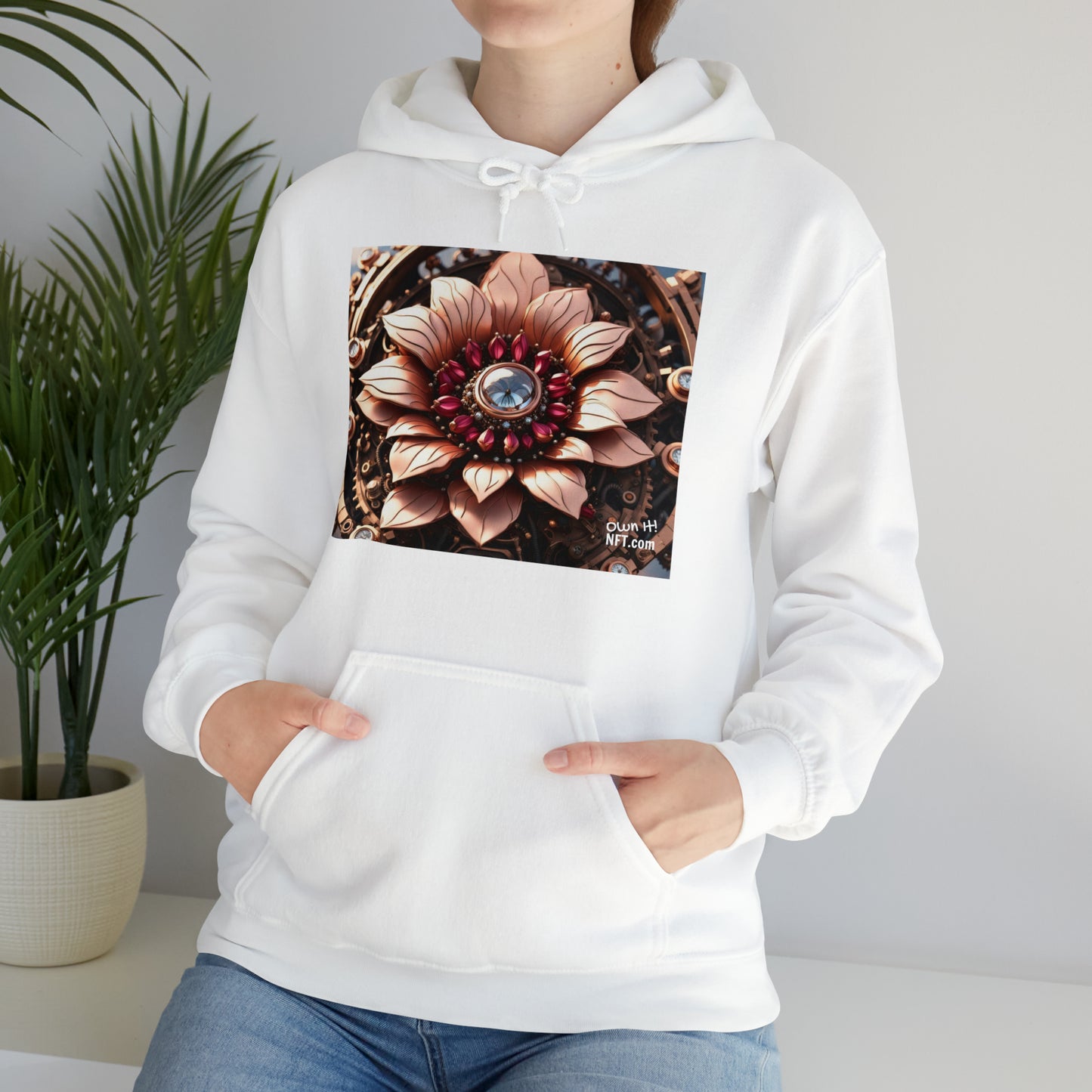 Steampunk Dahlia Flower NFT Art Unisex Heavy Blend™ Hooded Sweatshirt